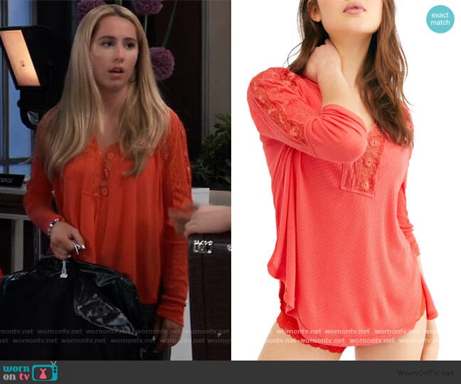 Free People Lola Long Sleeve Top worn by Josslyn Jacks (Eden McCoy) on General Hospital