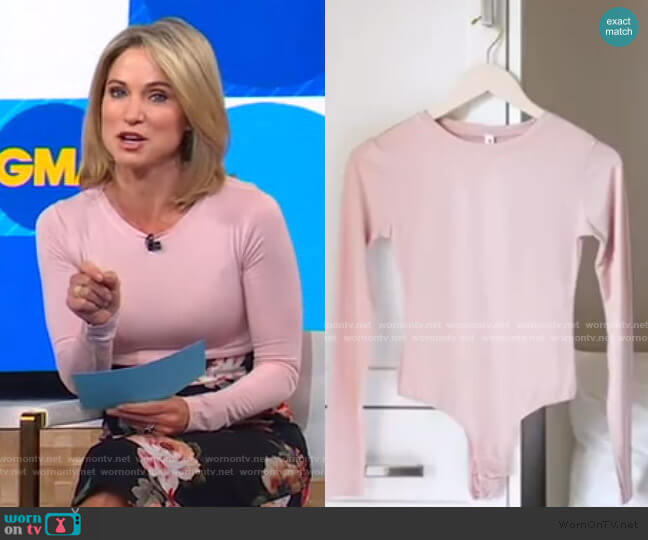 Giapenta Dusty Rose Bodysuit worn by Amy Robach on Good Morning America