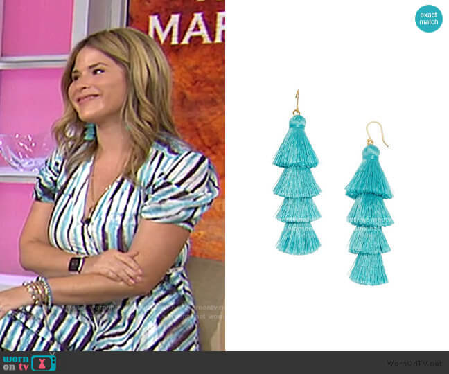Baublebar Gabriela Fringe Drops in Turquoise worn by Jenna Bush Hager on Today