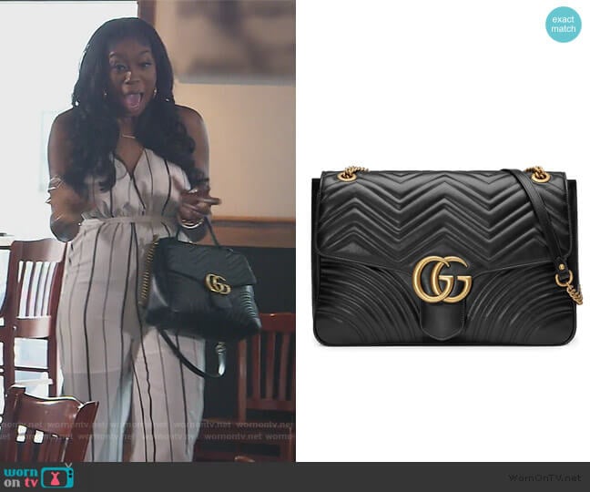 Gucci GG Marmont large shoulder bag worn by Wendy Osefo on The Real Housewives of Potomac