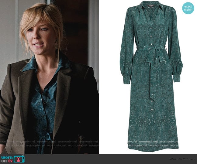 Intermix Juliana Print Shirtdress worn by Beth Dutton (Kelly Reilly) on Yellowstone