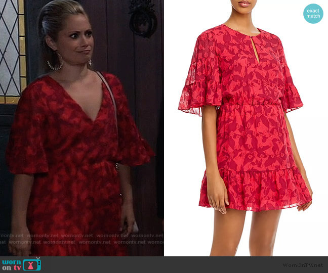 Joie Tersea Silk-Blend Embroidered Ruffled Mini Dress worn by Lulu Spencer Falconeri (Emme Rylan) on General Hospital