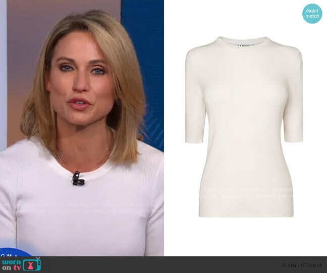 L.K. Bennett Tomasi Knit T-Shirt worn by Amy Robach on Good Morning America