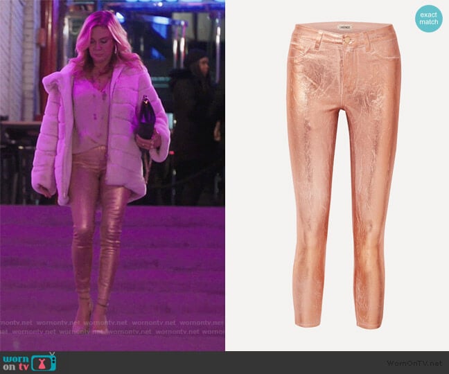 L'agence Margot metallic coated high-rise skinny jeans worn by Ramona Singer on The Real Housewives of New York City