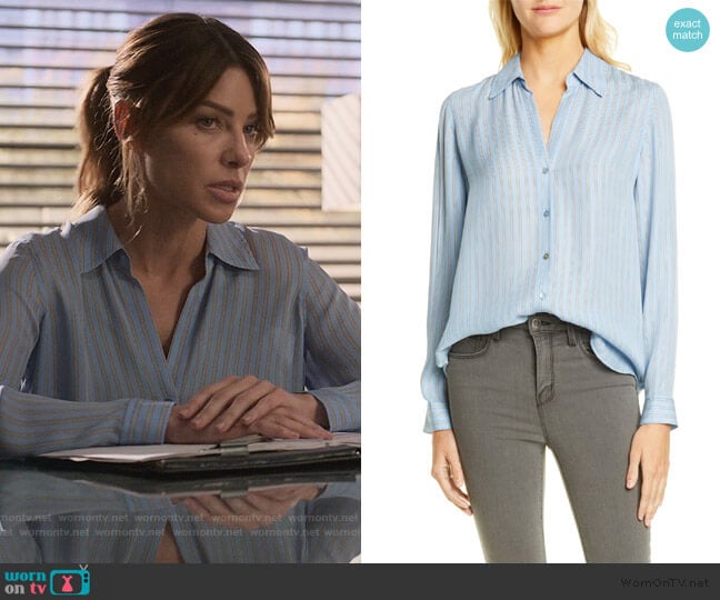L'Agence Nina Stripe Silk Blouse worn by Chloe Decker (Lauren German) on Lucifer