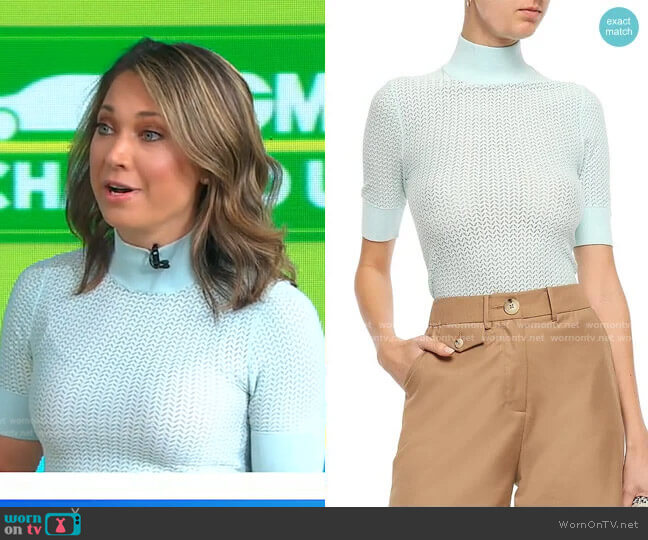 Alice + Olivia Lanie Top worn by Ginger Zee on Good Morning America