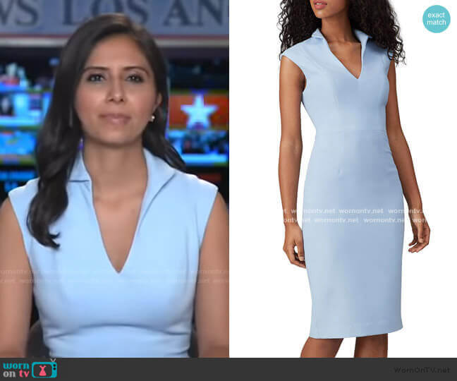 Black Halo London Sheath Dress worn by Zohreen Shah on Good Morning America