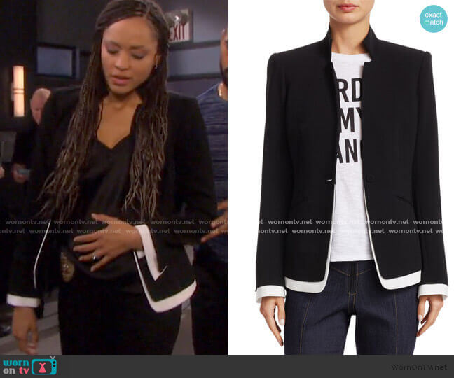 Cinq a Sept Maxine Contrast Trim Blazer worn by Lani Price (Sal Stowers) on Days of our Lives