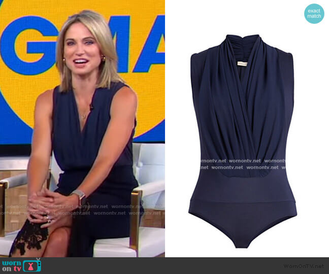 New York & Company Mila Bodysuit - Eva Mendes Collection worn by Amy Robach on Good Morning America