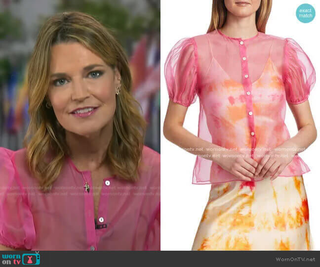 Dannijo Organza Short Puff-Sleeve Silk Blouse worn by Savannah Guthrie on Today