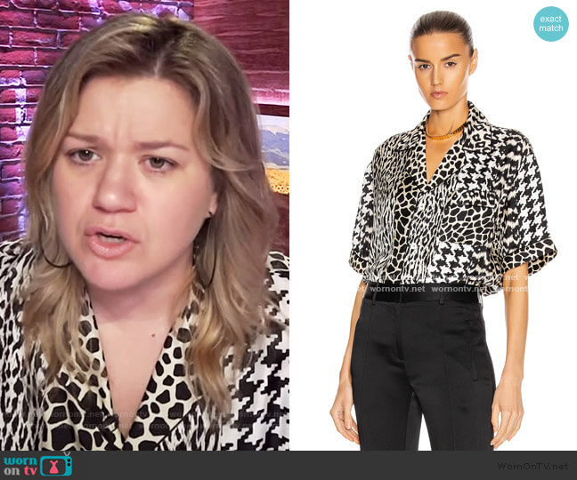 Pierre-Louis Mascia Aloeuw Mixed Print Shirt worn by Kelly Clarkson on The Kelly Clarkson Show