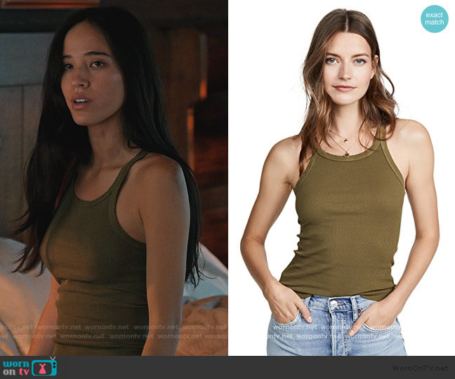 Re/Done Ribbed Army Tank worn by Monica Dutton (Kelsey Asbille) on Yellowstone