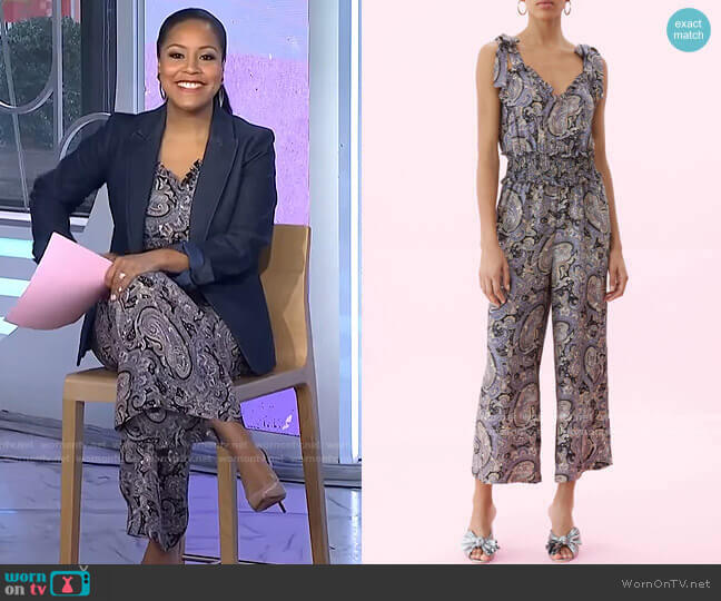 Rebecca Taylor Selene Paisley Silk Jumpsuit worn by Sheinelle Jones on Today