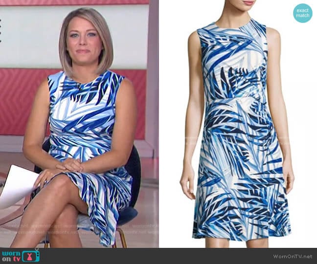 Eliza J Side-Ruched Palm-Print Dress worn by Dylan Dreyer on Today