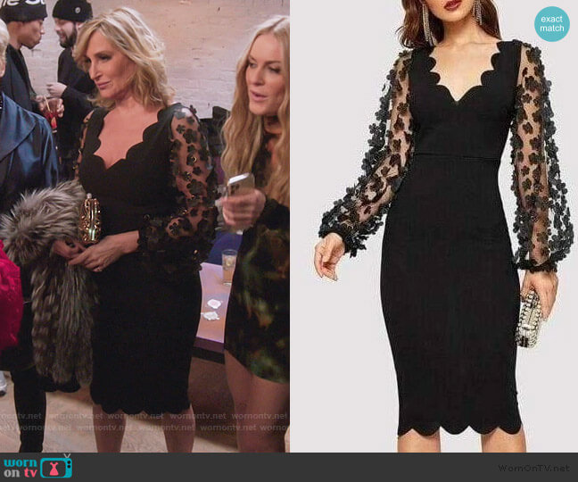 Sonja Floral Mesh Sleeve Dress worn by Sonja Morgan on The Real Housewives of New York City