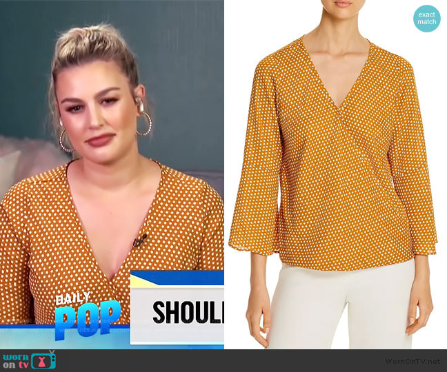 Status by Chenault Printed Faux-Wrap Top worn by Carissa Loethen Culiner on E! News