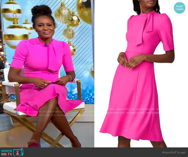 Donna Morgan Tie Neck Dress worn by Janai Norman on Good Morning America