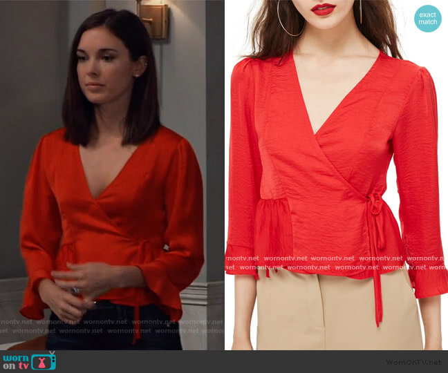Topshop Freya Wrap Blouse worn by Willow Tait (Katelyn MacMullen) on General Hospital