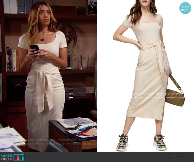 Topshop Rib Knit Tie Waist Maxi Dress worn by Zoe (Kiara Barnes) on The Bold and the Beautiful