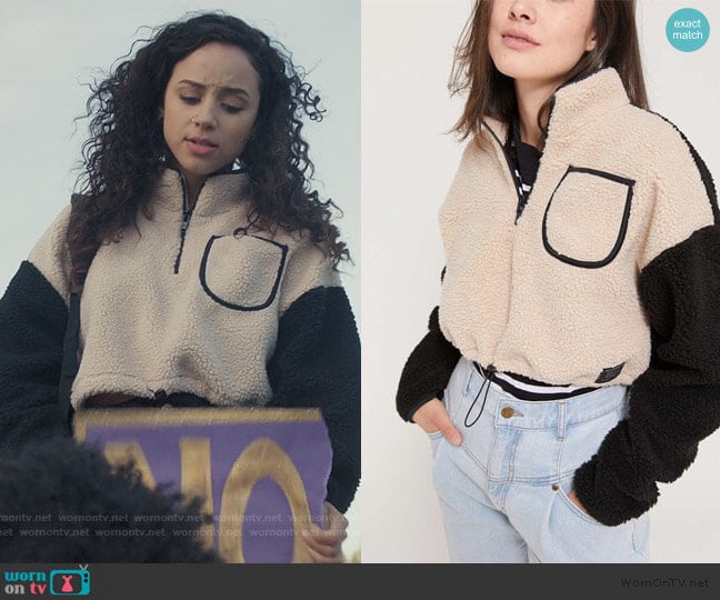 Urban Outfitters Colorblock Teddy Pullover Top worn by Moe Truax (Kiana Madeira) on Trinkets