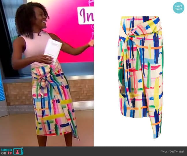 Essentiel Antwerp Vavocado Asymmetric Skirt worn by Janai Norman on Good Morning America