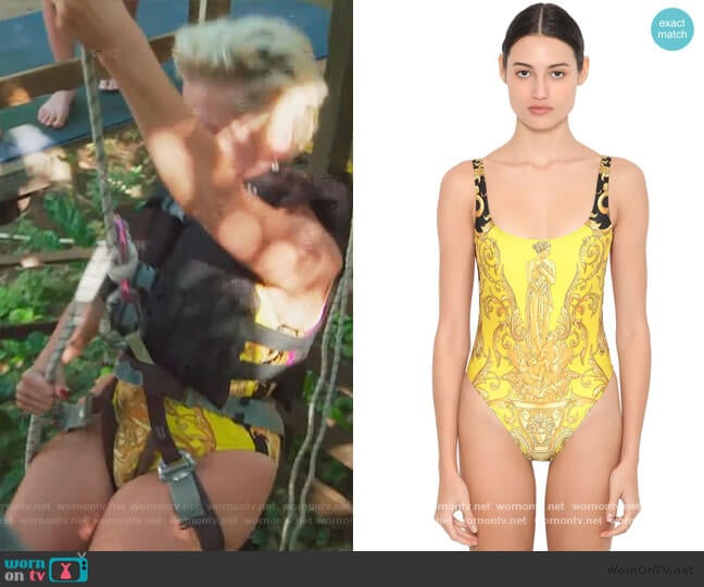 Versace Lycra One Piece Swimsuit worn by Dorinda Medley on The Real Housewives of New York City