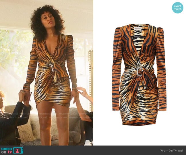 Alexandre Vauthier Tiger silk-satin minidress worn by Grace Davis (Tracee Ellis Ross) on The High Note