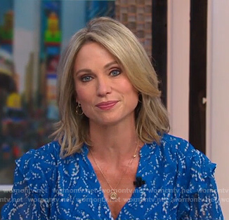 Amy’s blue floral ruffle dress on Good Morning America