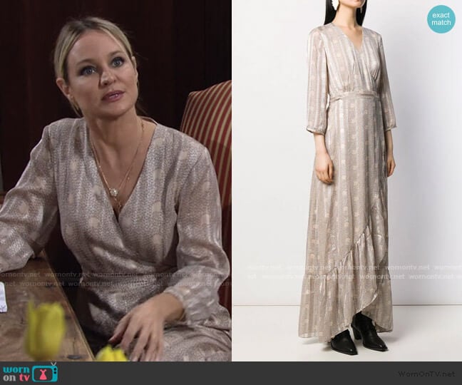 Ba&Sh Pisy Asymmetric Wrap Dress worn by Sharon Newman (Sharon Case) on The Young and the Restless
