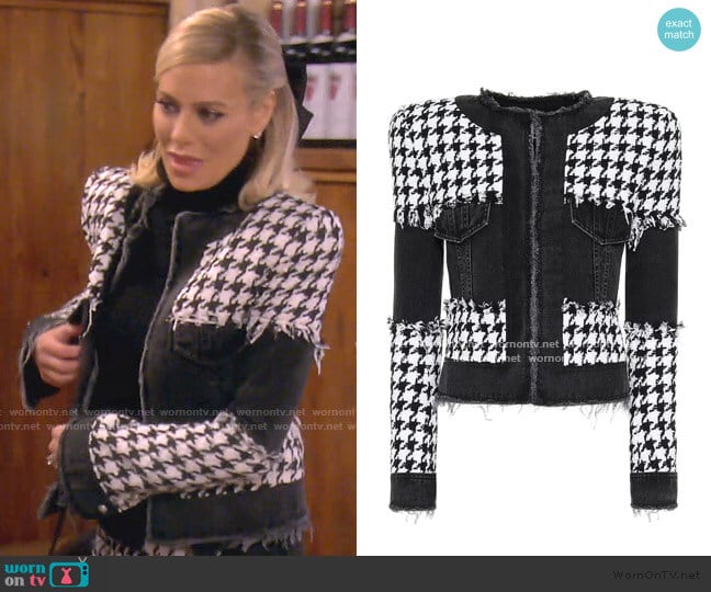 Balmain Houndstooth Cotton-Blend Jacket worn by Dorit Kemsley on The Real Housewives of Beverly Hills