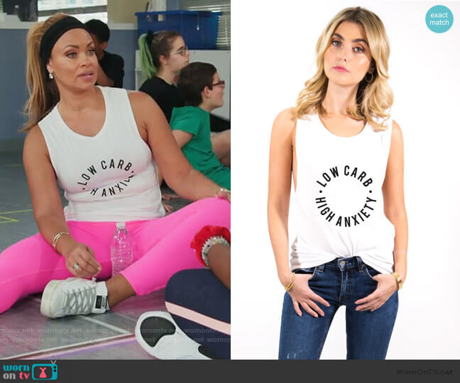 Betches Low Carb High Anxiety Flowy Tank worn by Gizelle Bryant on The Real Housewives of Potomac