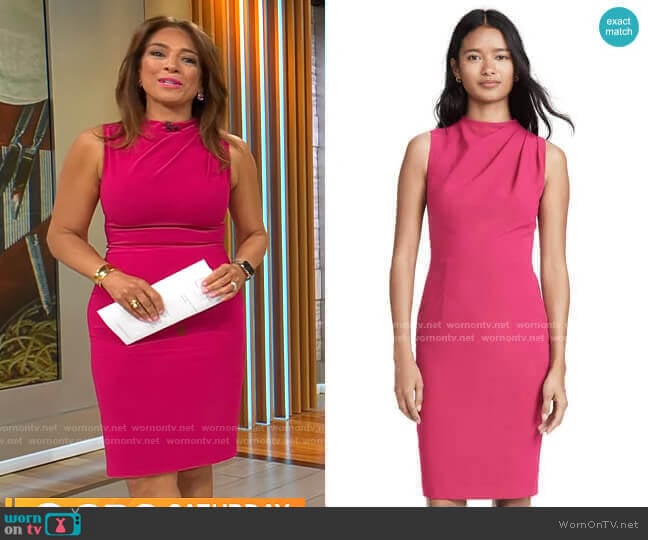 Black Halo Corrine Sheath Dress worn by Michelle Miller on CBS Mornings