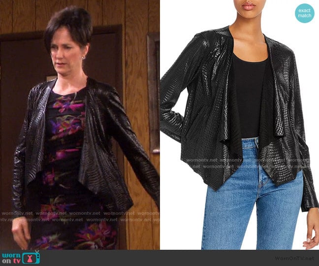 Blank NYC Croc-Pattern Draped Jacket worn by Eve Donovan (Kassie DePaiva) on Days of our Lives
