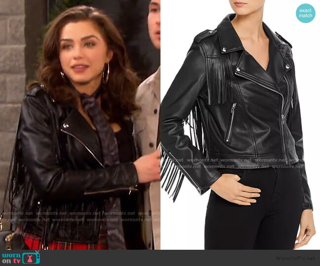Blank Nyc Fringed Faux Leather Moto Jacket worn by Ciara Brady (Victoria Konefal) on Days of our Lives