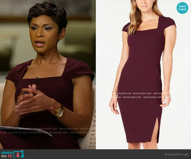 Calvin Klein Cap Sleeve Sheath Dress worn by Jericka Duncan on CBS Mornings