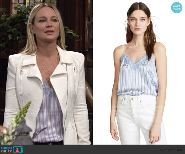 Cami Nyc The Racer Charmeuse Cami worn by Sharon Newman (Sharon Case) on The Young and the Restless