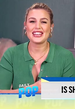 Carissa’s green tie waist top on E! News Daily Pop