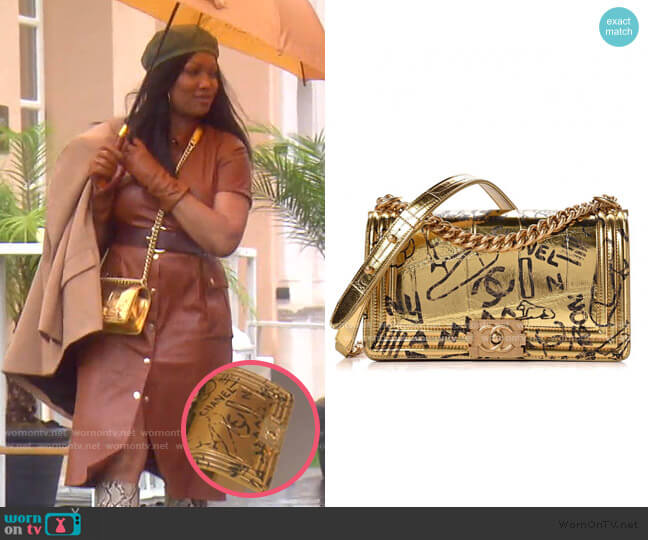 Chanel Metallic Crocodile Embossed Graffiti Bag worn by Garcelle Beauvais on The Real Housewives of Beverly Hills