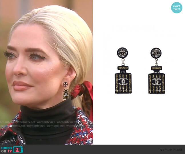 Chanel Perfume Bottle Earrings worn by Erika Jayne on The Real Housewives of Beverly Hills