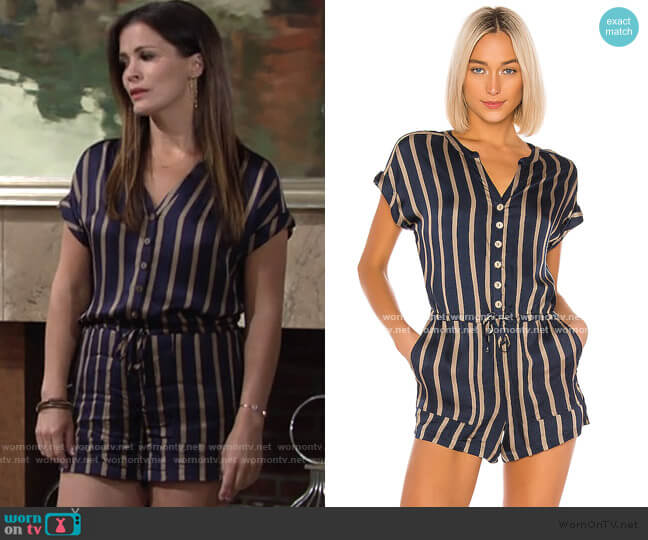 Chaser Drop Shoulder Drawstring Waist Romper worn by Chelsea Lawson (Melissa Claire Egan) on The Young and the Restless