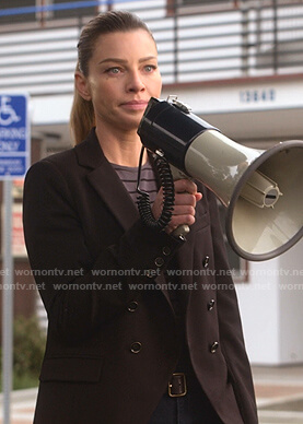 Chloe’s grey striped top and black blazer on Lucifer
