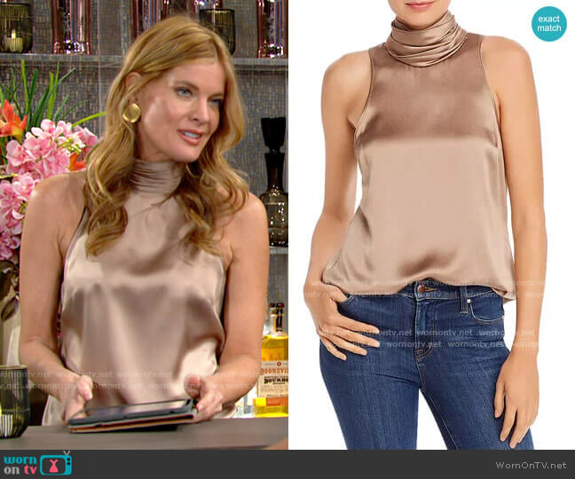 Cinq a Sept Jazlyn Top in Pewter worn by Phyllis Summers (Michelle Stafford) on The Young and the Restless