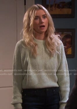 Claire’s mint ribbed sweater on Days of our Lives