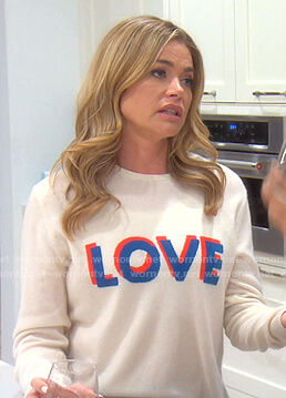 Denise’s white love sweater on The Real Housewives of Beverly Hills