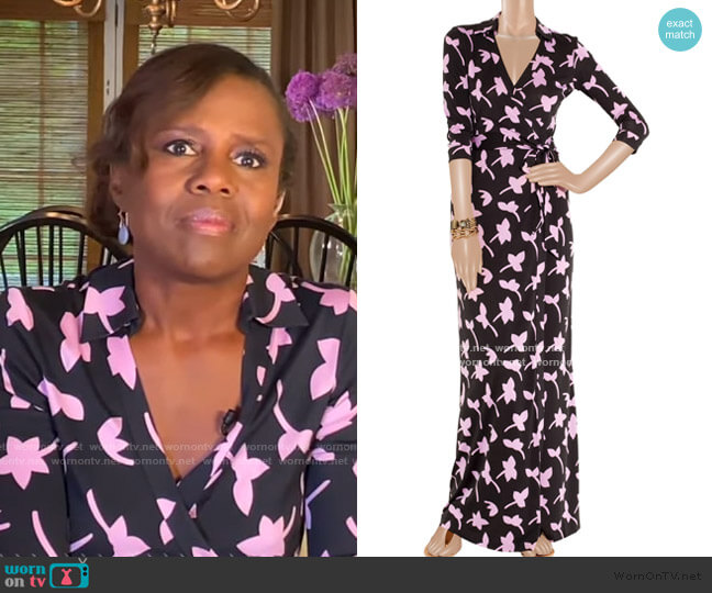 Diane von Furstenberg Abigail Floral-Print Wrap dress worn by Deborah Roberts on Good Morning America