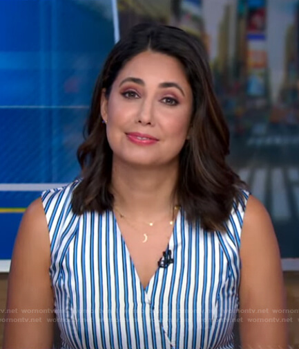 Cecilia’s blue striped wrap dress on Good Morning America