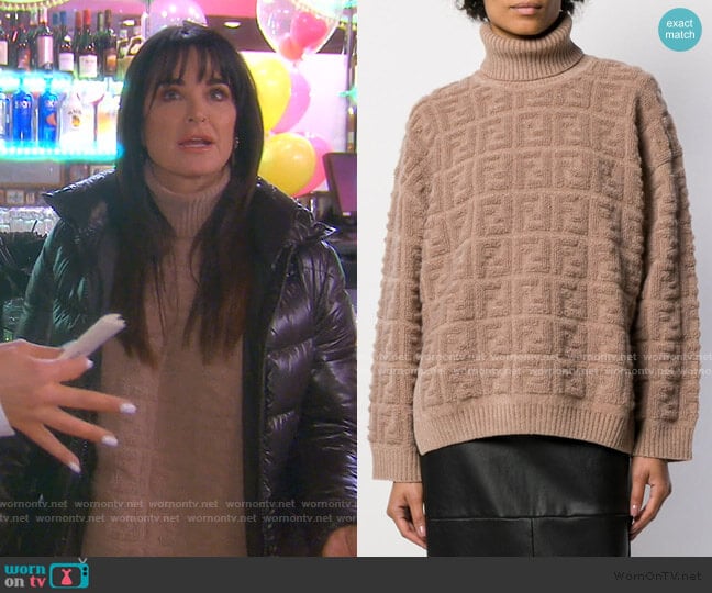 Fendi FF Motif Roll Neck Jumper worn by Kyle Richards on The Real Housewives of Beverly Hills