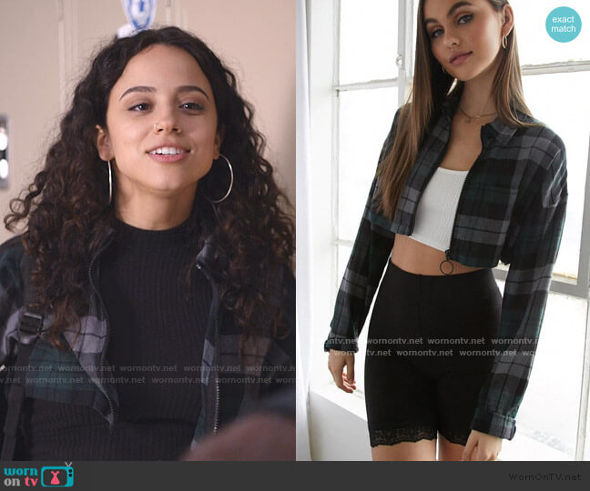 Forever 21 Plaid Flannel Cropped Shirt worn by Moe Truax (Kiana Madeira) on Trinkets