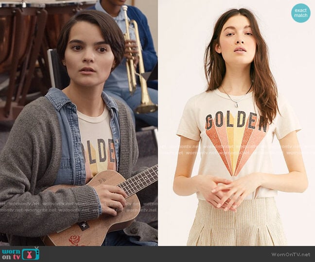 Free People Golden Graphic Tee worn by Elodie Davis (Brianna Hildebrand) on Trinkets