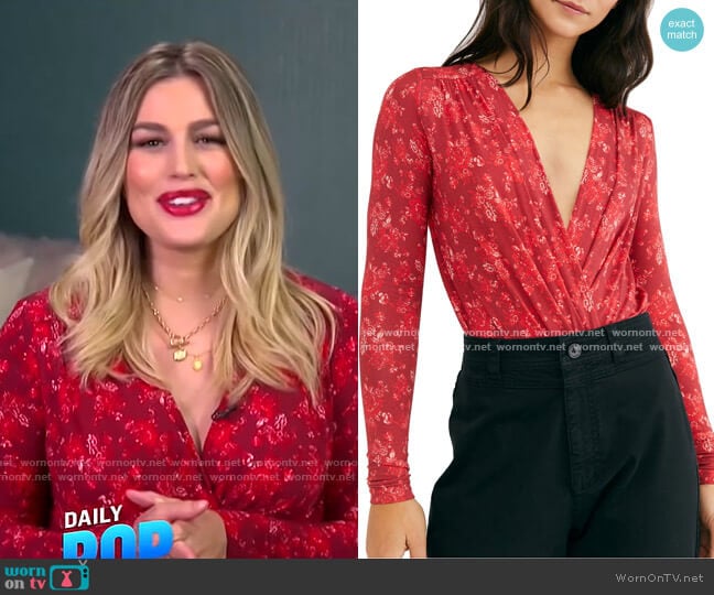 Free People Print Long Sleeve Bodysuit worn by Carissa Loethen Culiner on E! News